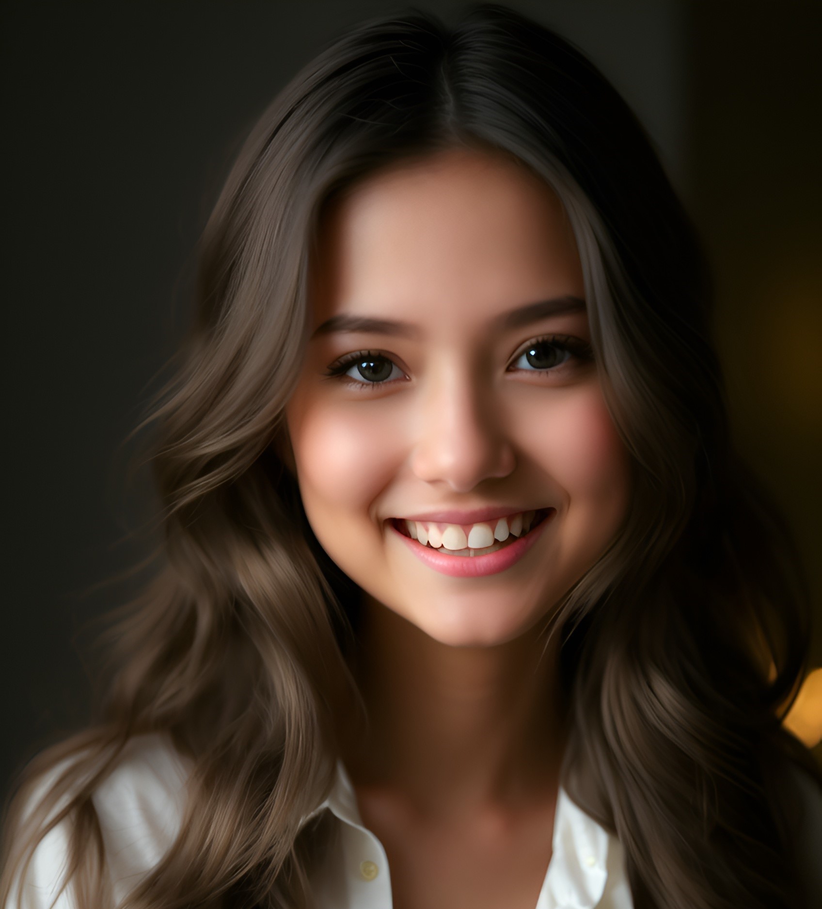A woman smiling warmly